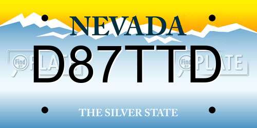 D87TTD Nevada License Plate