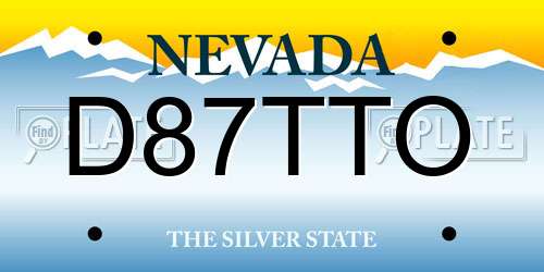 D87TTO Nevada License Plate