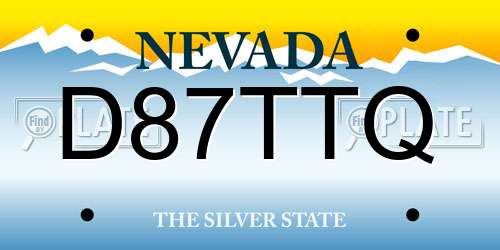 D87TTQ Nevada License Plate