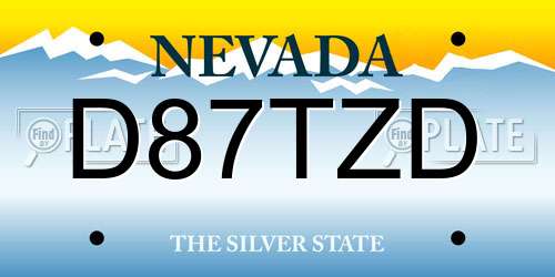 D87TZD Nevada License Plate
