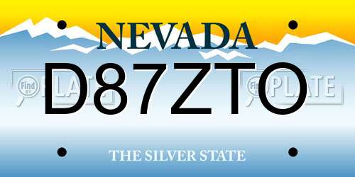 D87ZTO Nevada License Plate