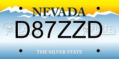 D87ZZD Nevada License Plate