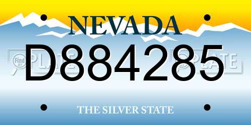 D884285 Nevada License Plate