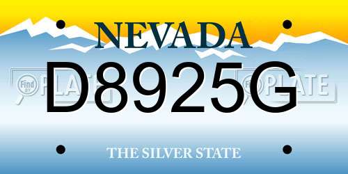 D8925G Nevada License Plate