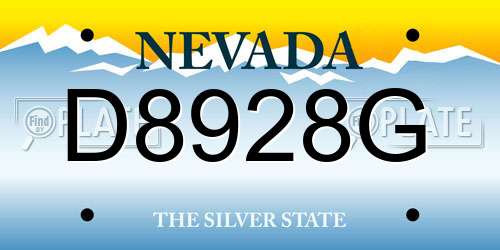 D8928G Nevada License Plate