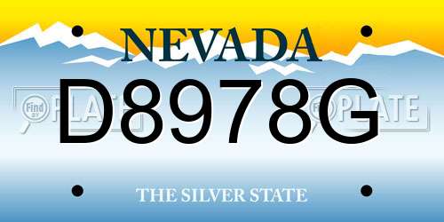 D8978G Nevada License Plate
