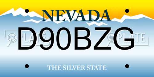 D90BZG Nevada License Plate