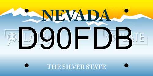 D90FDB Nevada License Plate