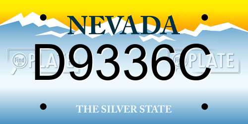 D9336C Nevada License Plate