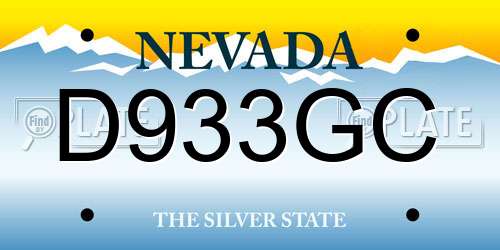 D933GC Nevada License Plate