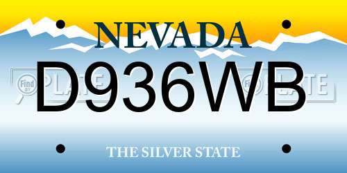 D936WB Nevada License Plate