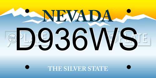 D936WS Nevada License Plate