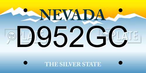 D952GC Nevada License Plate