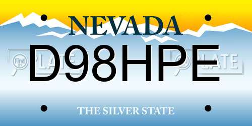 D98HPE Nevada License Plate