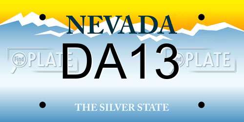 DA13 Nevada License Plate