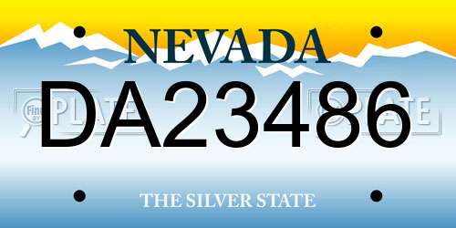 DA23486 Nevada License Plate