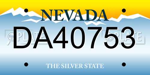 DA40753 Nevada License Plate