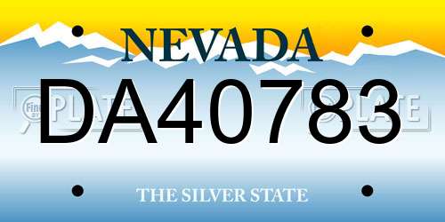 DA40783 Nevada License Plate