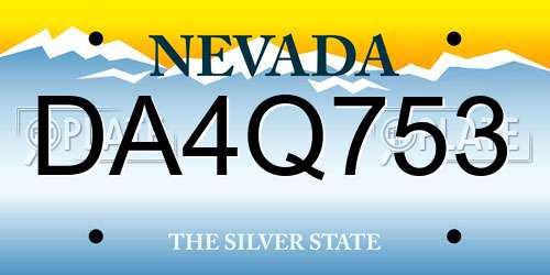 DA4Q753 Nevada License Plate