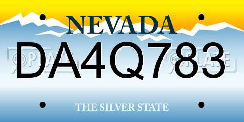 DA4Q783 Nevada License Plate