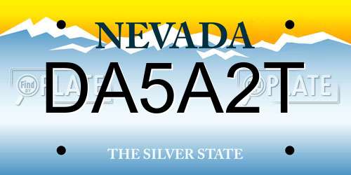 DA5A2T Nevada License Plate