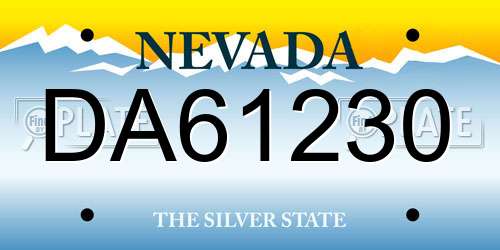 DA61230 Nevada License Plate