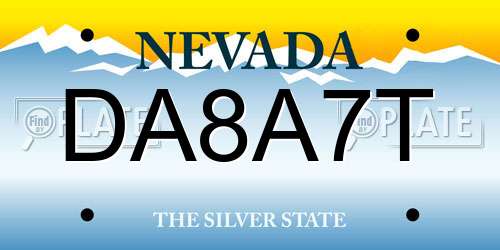 DA8A7T Nevada License Plate