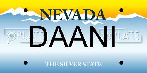 DAANI Nevada License Plate