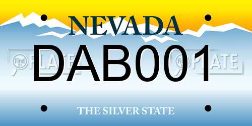 DAB001 Nevada License Plate