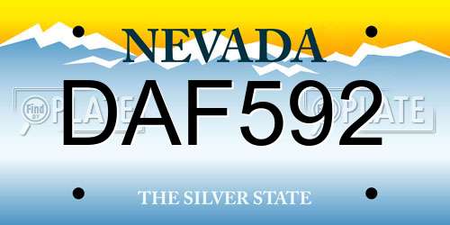 DAF592 Nevada License Plate