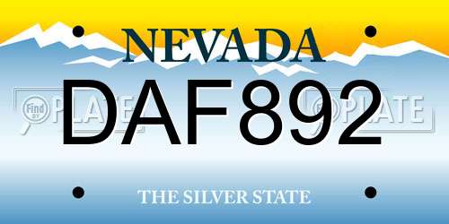 DAF892 Nevada License Plate