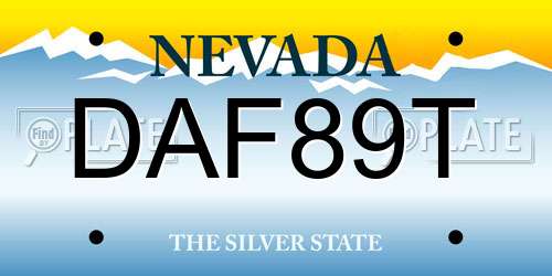 DAF89T Nevada License Plate