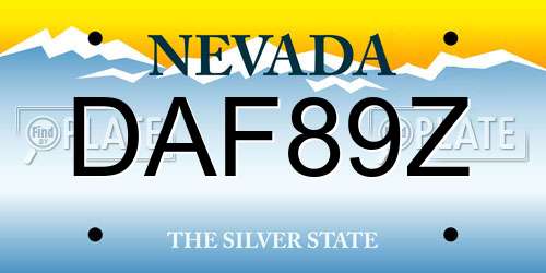 DAF89Z Nevada License Plate