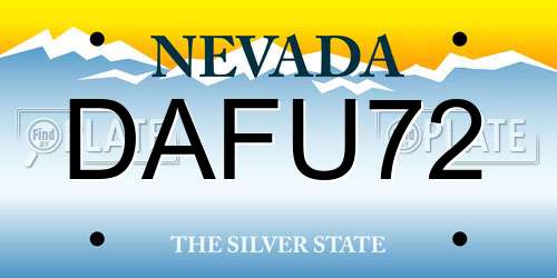 DAFU72 Nevada License Plate