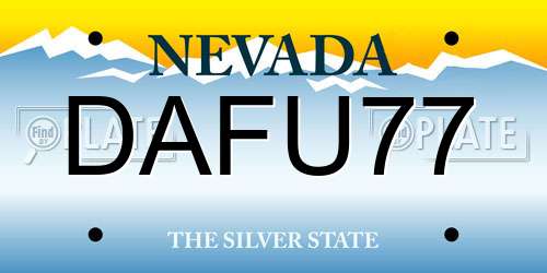 DAFU77 Nevada License Plate