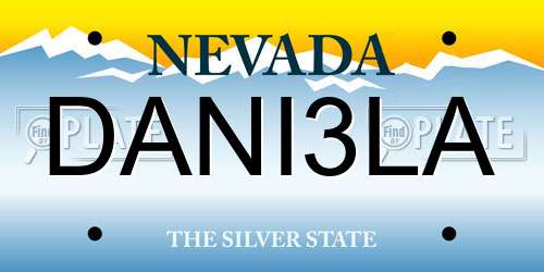 DANI3LA Nevada License Plate