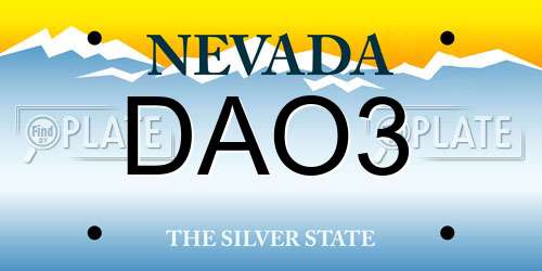 DAO3 Nevada License Plate