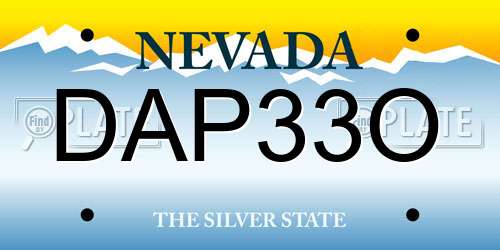 DAP33O Nevada License Plate