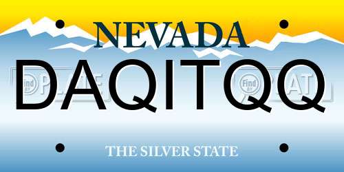 DAQITQQ Nevada License Plate