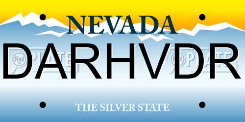 DARHVDR Nevada License Plate