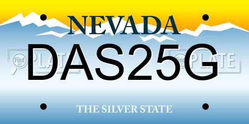 DAS25G Nevada License Plate