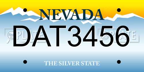 DAT3456 Nevada License Plate
