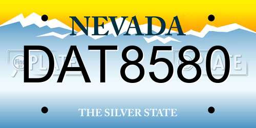 DAT8580 Nevada License Plate