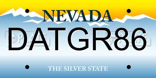 DATGR86 Nevada License Plate
