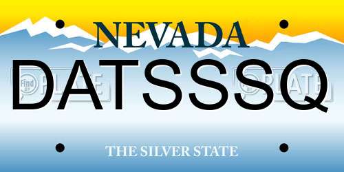 DATSSSQ Nevada License Plate