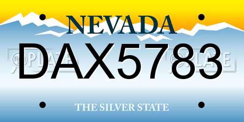 DAX5783 Nevada License Plate