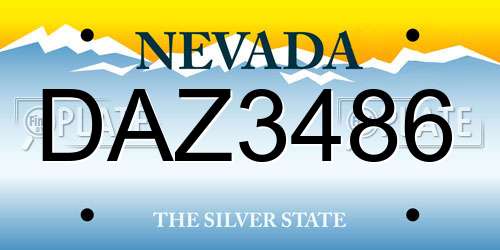 DAZ3486 Nevada License Plate