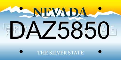 DAZ5850 Nevada License Plate