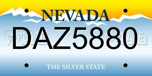 DAZ5880 Nevada License Plate