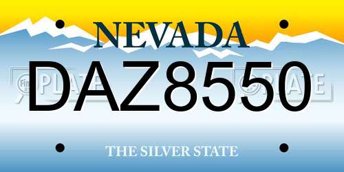 DAZ8550 Nevada License Plate